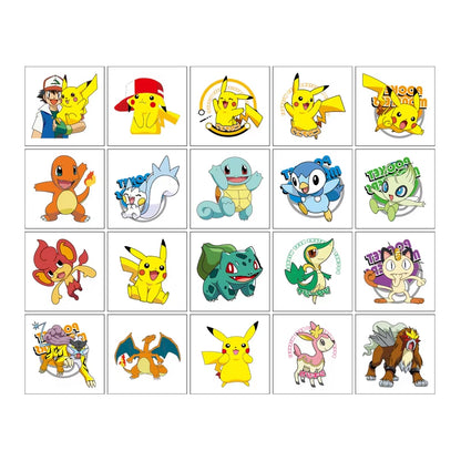 20Pcs/Set Pokemon Pikachu Tattoo Stickers Cartoon Body Face Temporary Tattoos Art for Birthday Party Gift Sticker