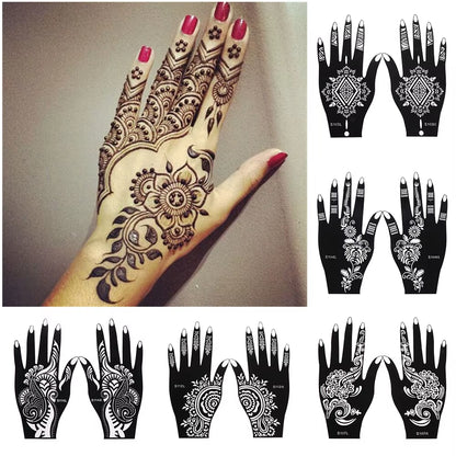 2025 New Professional Henna Stencil Temporary Hand Tattoo Body Art Sticker Template Wedding Tool Flower Tattoo Stencil