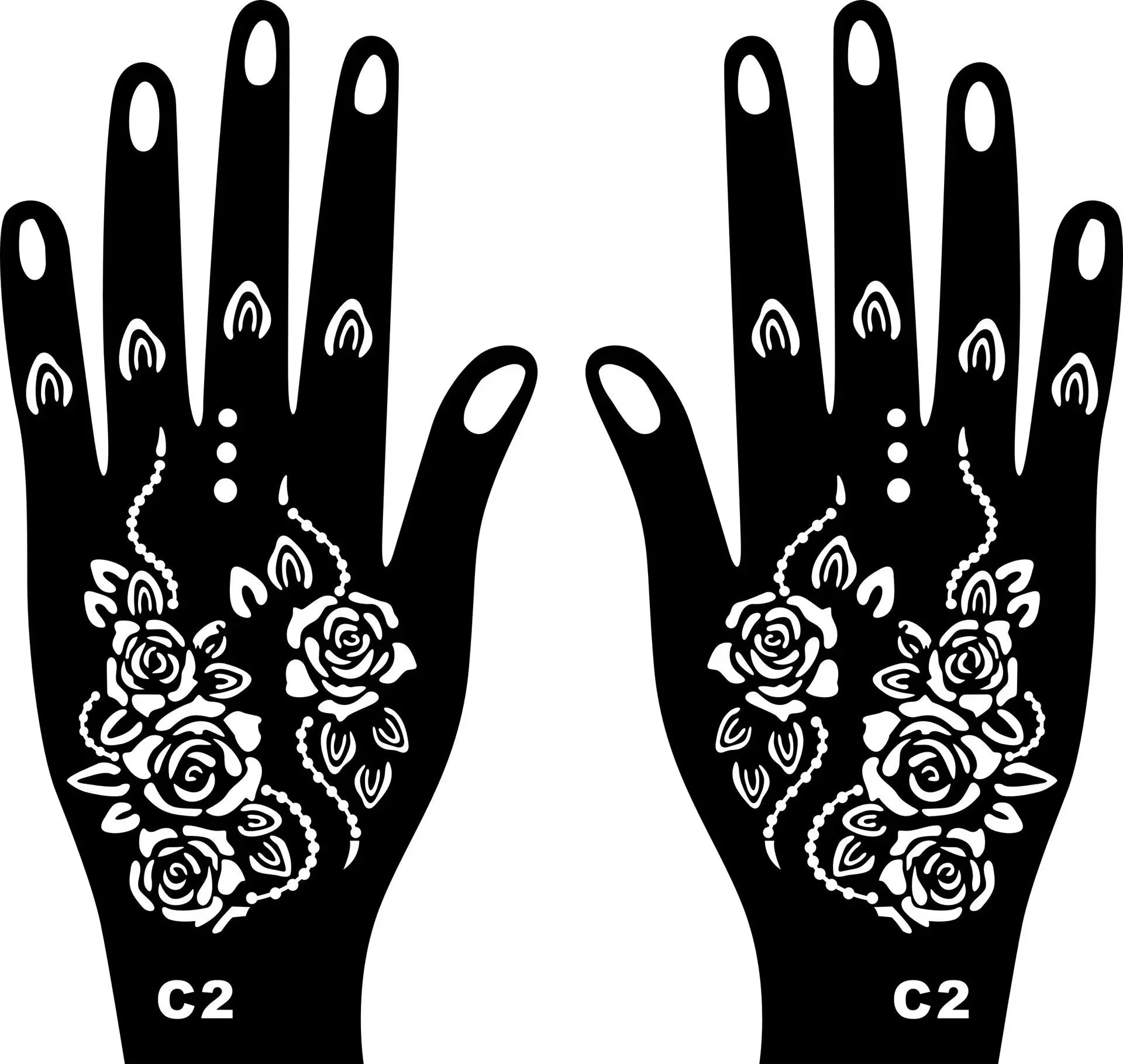 2025 New Professional Henna Stencil Temporary Hand Tattoo Body Art Sticker Template Wedding Tool Flower Tattoo Stencil