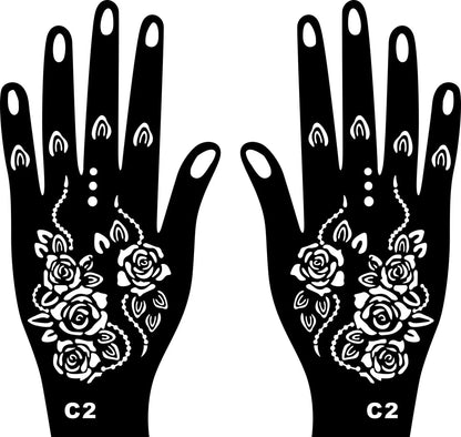 2025 New Professional Henna Stencil Temporary Hand Tattoo Body Art Sticker Template Wedding Tool Flower Tattoo Stencil
