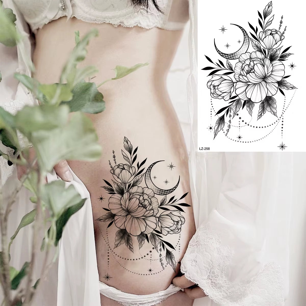 Lotus Henna Mandala Chest Temporary Tattoos for Women Underboob Adult Butterfly Turtle Lion Fake Tattoo Sexy Waterproof Tatoos