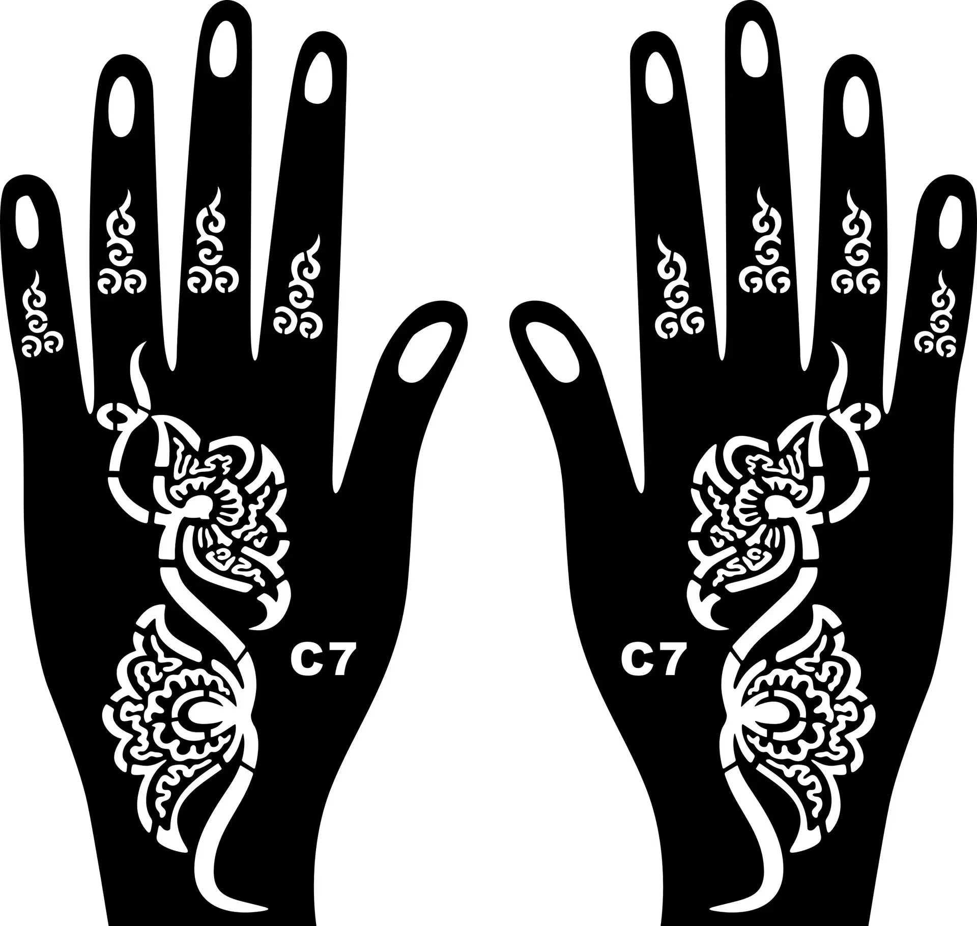 2025 New Professional Henna Stencil Temporary Hand Tattoo Body Art Sticker Template Wedding Tool Flower Tattoo Stencil