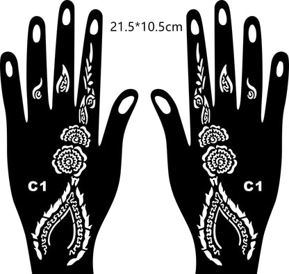 2025 New Professional Henna Stencil Temporary Hand Tattoo Body Art Sticker Template Wedding Tool Flower Tattoo Stencil