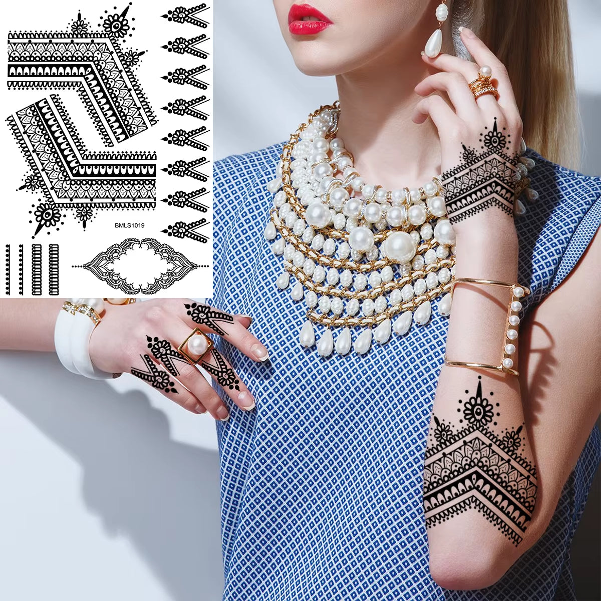 Lotus Henna Mandala Chest Temporary Tattoos for Women Underboob Adult Butterfly Turtle Lion Fake Tattoo Sexy Waterproof Tatoos