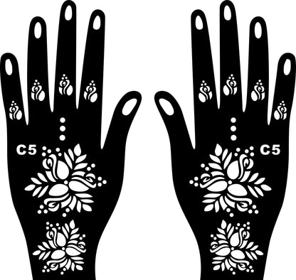 2025 New Professional Henna Stencil Temporary Hand Tattoo Body Art Sticker Template Wedding Tool Flower Tattoo Stencil