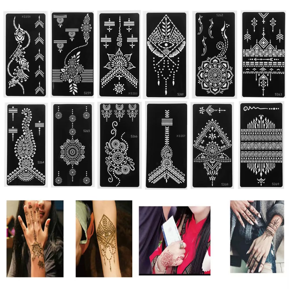 2025 New Professional Henna Stencil Temporary Hand Tattoo Body Art Sticker Template Wedding Tool Flower Tattoo Stencil