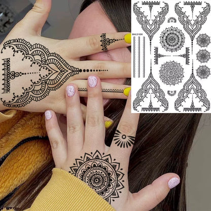 Lotus Henna Mandala Chest Temporary Tattoos for Women Underboob Adult Butterfly Turtle Lion Fake Tattoo Sexy Waterproof Tatoos