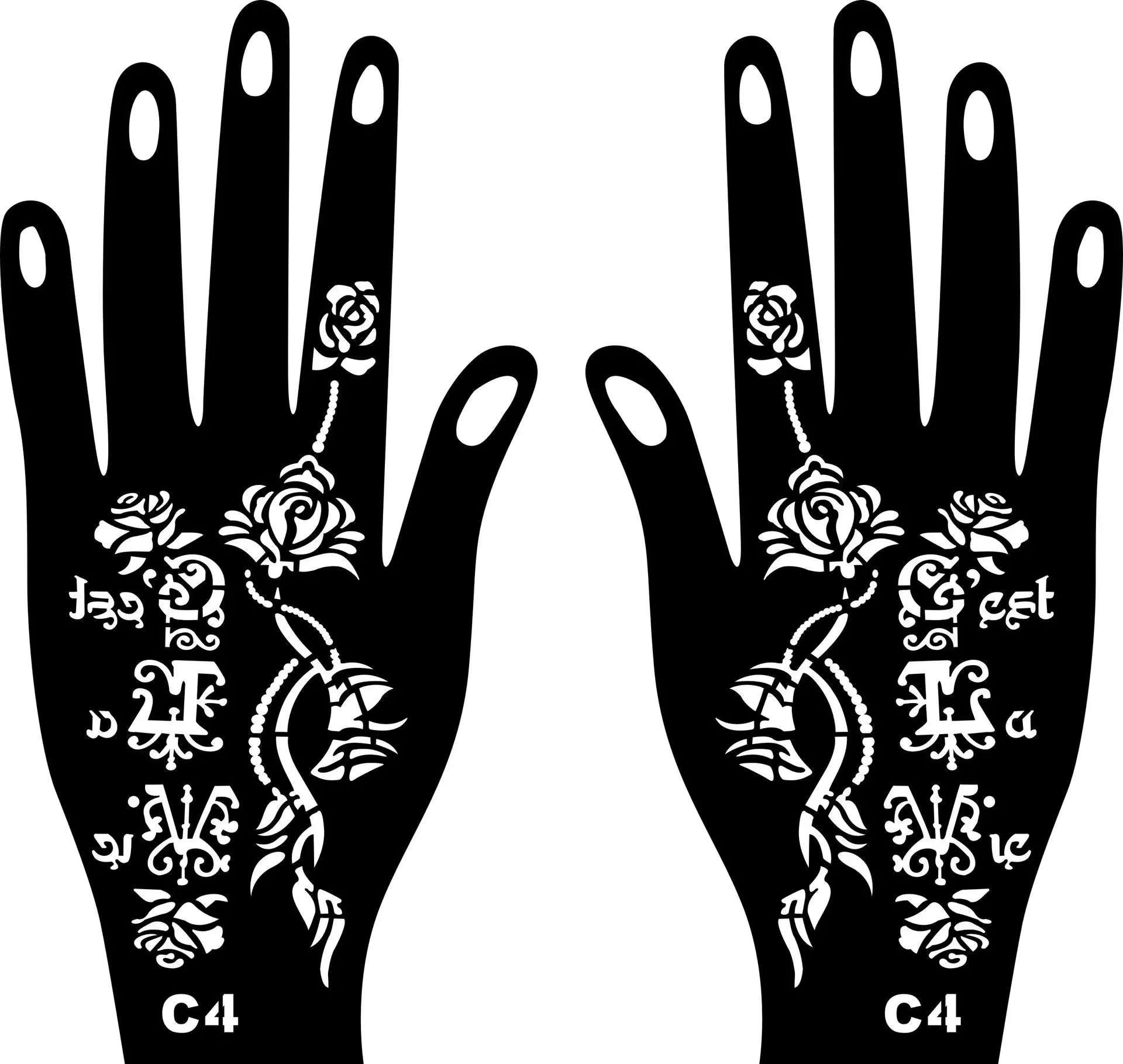 2025 New Professional Henna Stencil Temporary Hand Tattoo Body Art Sticker Template Wedding Tool Flower Tattoo Stencil