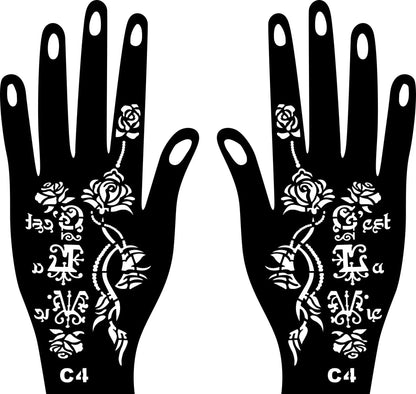 2025 New Professional Henna Stencil Temporary Hand Tattoo Body Art Sticker Template Wedding Tool Flower Tattoo Stencil