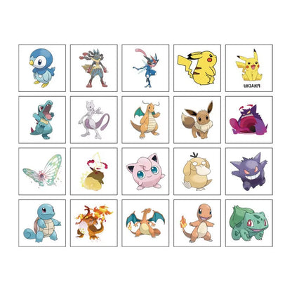20Pcs/Set Pokemon Pikachu Tattoo Stickers Cartoon Body Face Temporary Tattoos Art for Birthday Party Gift Sticker