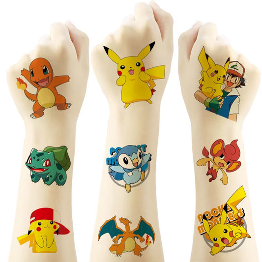 20Pcs/Set Pokemon Pikachu Tattoo Stickers Cartoon Body Face Temporary Tattoos Art for Birthday Party Gift Sticker