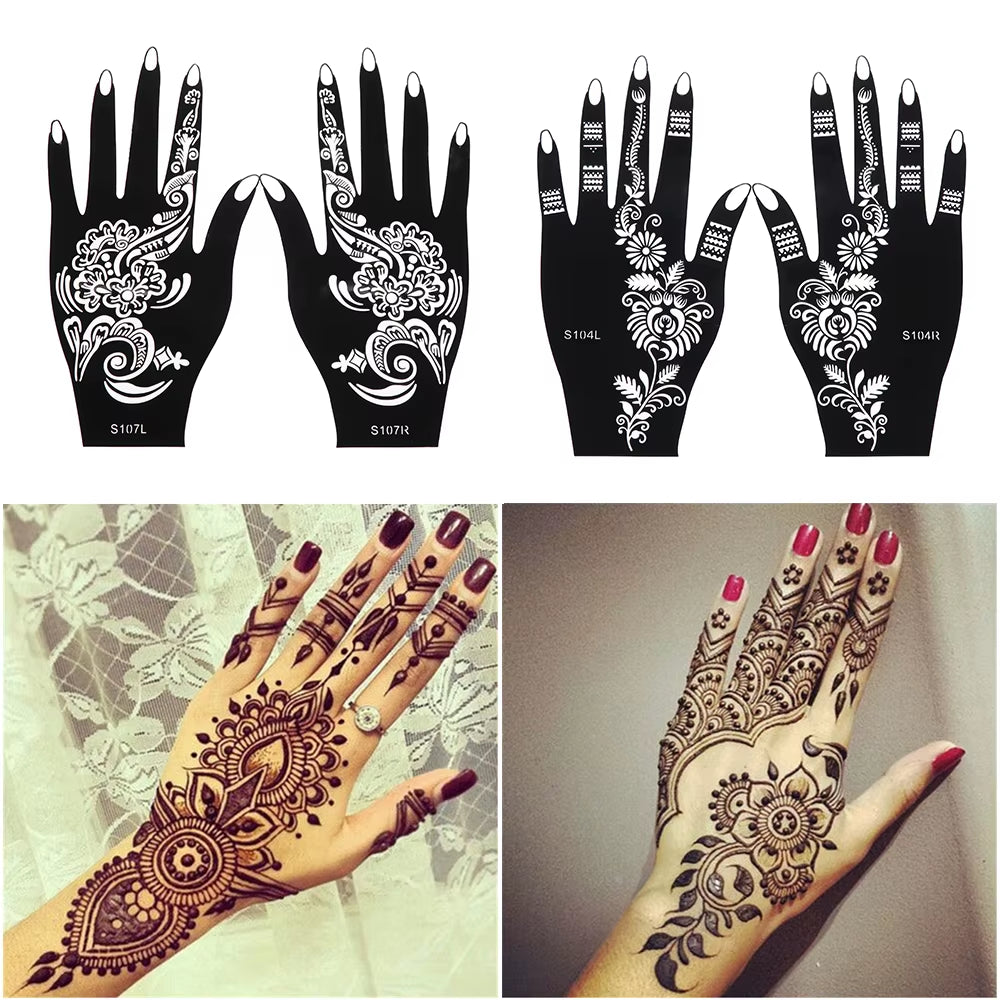2025 New Professional Henna Stencil Temporary Hand Tattoo Body Art Sticker Template Wedding Tool Flower Tattoo Stencil