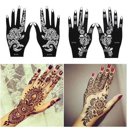 2025 New Professional Henna Stencil Temporary Hand Tattoo Body Art Sticker Template Wedding Tool Flower Tattoo Stencil