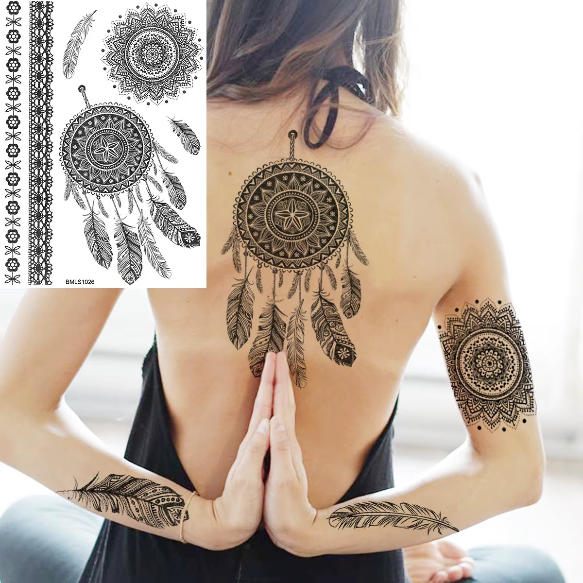Lotus Henna Mandala Chest Temporary Tattoos for Women Underboob Adult Butterfly Turtle Lion Fake Tattoo Sexy Waterproof Tatoos