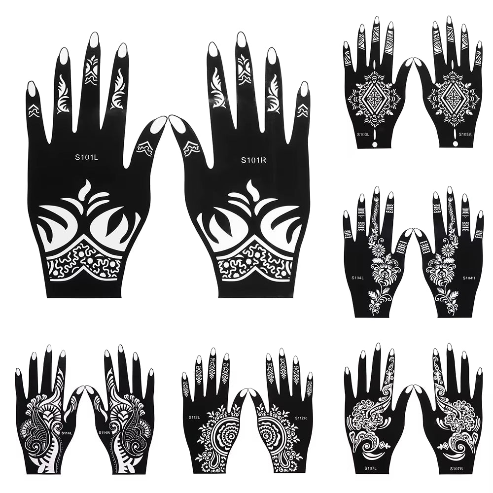 2025 New Professional Henna Stencil Temporary Hand Tattoo Body Art Sticker Template Wedding Tool Flower Tattoo Stencil